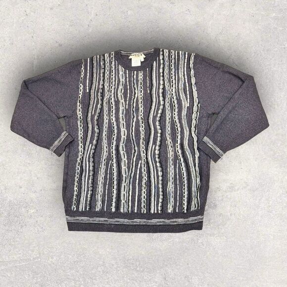 Sweaters - VTG Montechiaro "Coogi‎ Style" Virgin Wool Sweater Women's Fits Size Small Gray